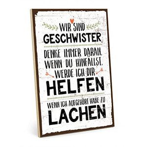 TypeStoff Holzschild mit Spruch – WIR SIND GESCHWISTER