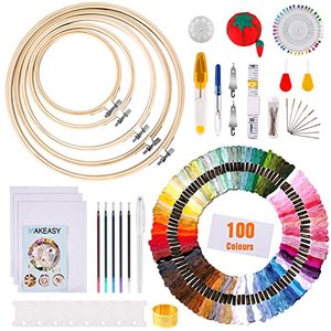 Stickerei Starter Kit mit 100 Farbfäden & 40 Nähnadeln