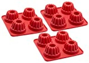 ZOLLNER 3er Set Mini-Gugelhupfform aus Silikon, für je 4 Muffins