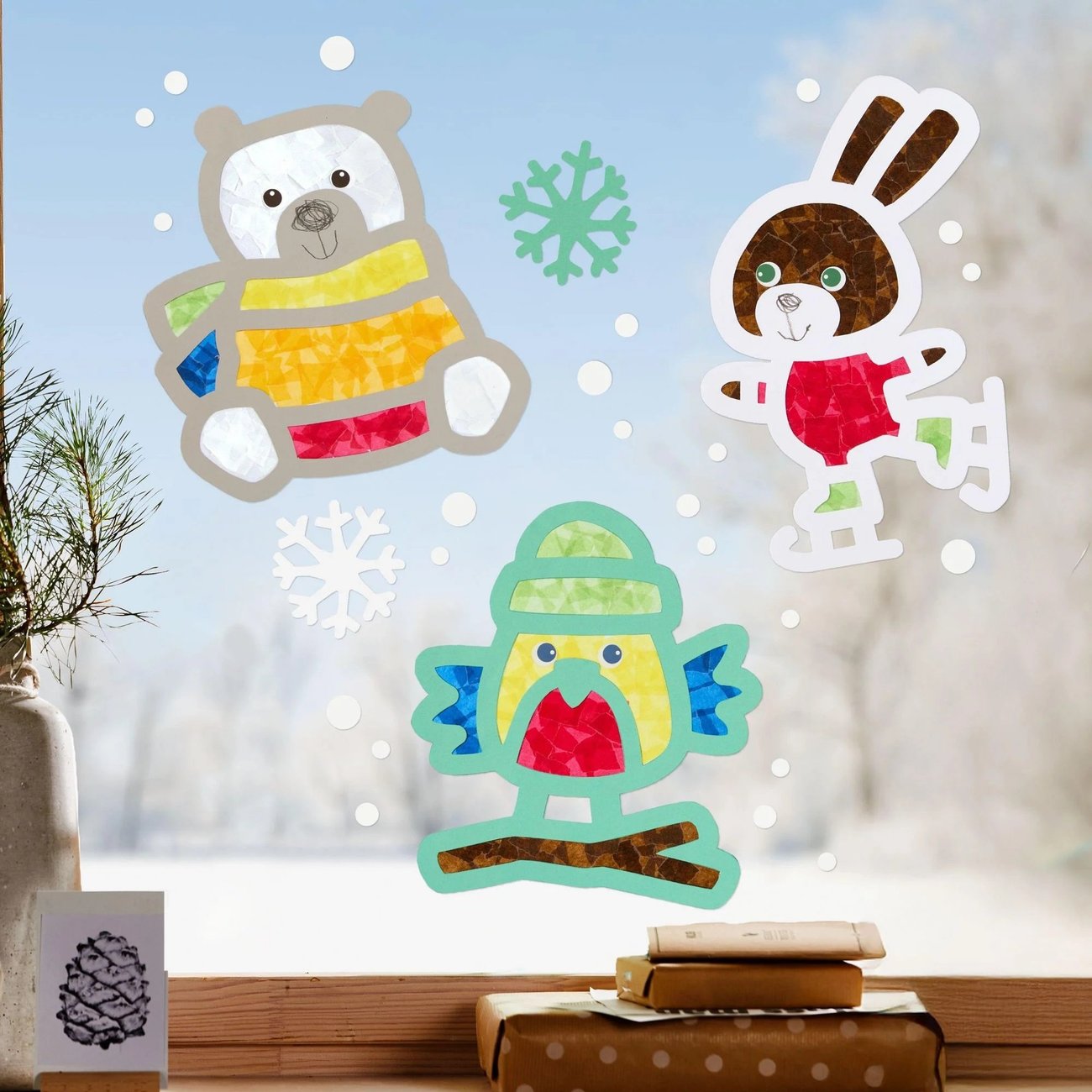 Bastelset - Erstes Kleben Tiere im Schnee