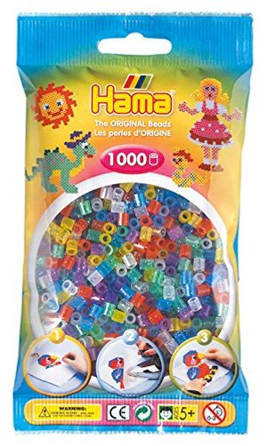 Hama Glitzer-Bügelperlen Beutel mit ca. 1.000 bunten Midi-Bastelperlen