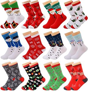 12 Paare Weihnachtssocken Kuschelsocken Baumwolle