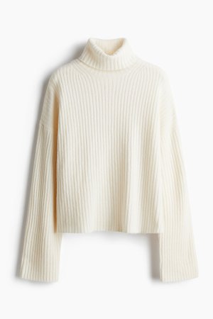 Oversized-Rollkragenpullover - Weiß - Damen