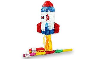 Pinata Rakete mit Stab + Augenmaske