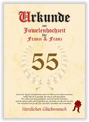 Urkunde zum 55. Hochzeitstag