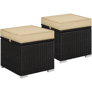 Yaheetech Rattan-Hocker mit abnehmbarem Kissen