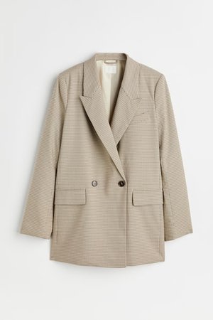 Zweireihiger Blazer - Beige - Damen