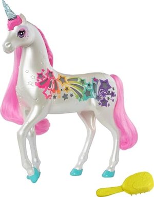 Barbie Dreamtopia Brush 'N Sparkle Unicorn mit magischer Bürste für 4 Licht- und Soundeffekte