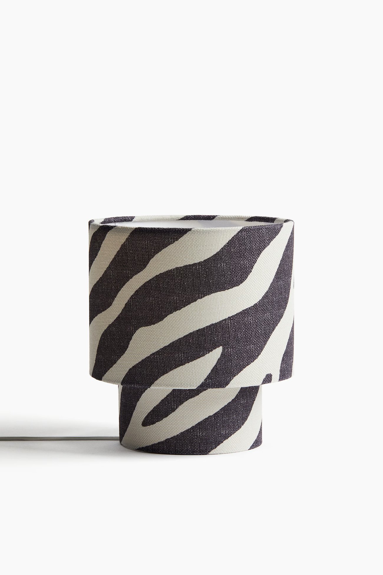 Kleine Tischleuchte mit Stoffbezug - Hellbeige/Zebraprint