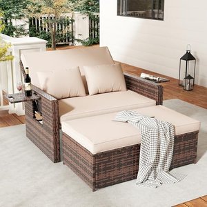 Amopatio Rattan Gartenlounge Outdoor Set, 2-Sitzer