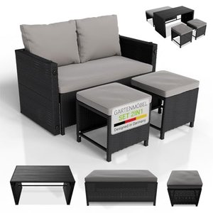 Juskys 2in1: Polyrattan Relax Gartenmöbel Set Jamaika
