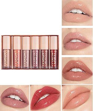 6 pcs Lipgloss, Schimmer und Glanz, Lipgloss für voller wirkende Lippen