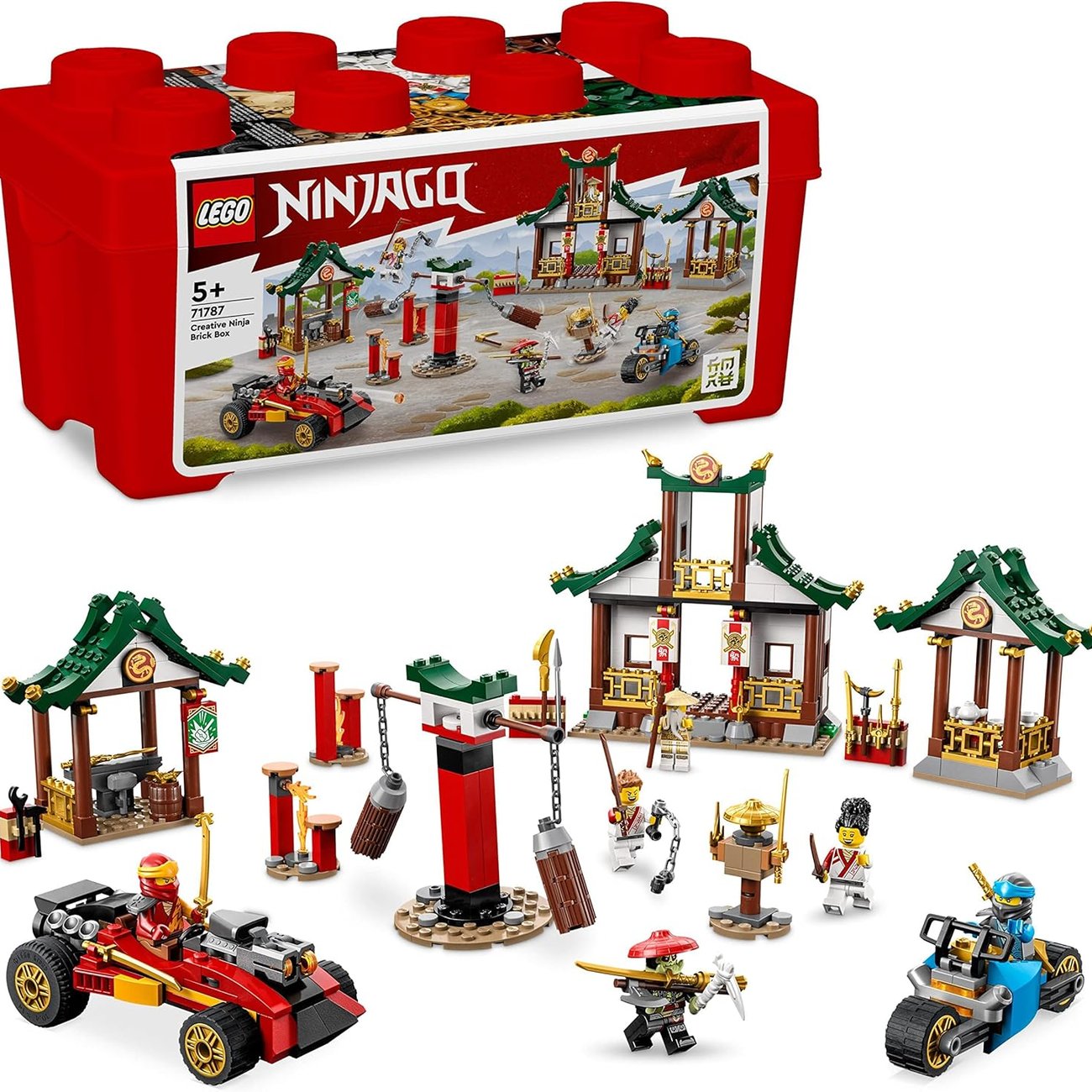 LEGO 71787 NINJAGO Kreative Ninja Steinebox, mit Ninja-Auto und Motorrad