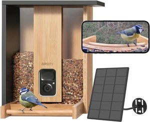 NETVUE Vogelhaus mit Kamera, Bambus Vogelfutterstation, Futterstationen für Wildvögel, Umweltfreundl