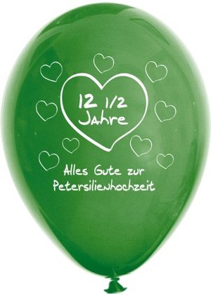 Unbekannt 10 grüne Luftballons 12,5 Jahre - Petersilienhochzeit, ca. 30 cm