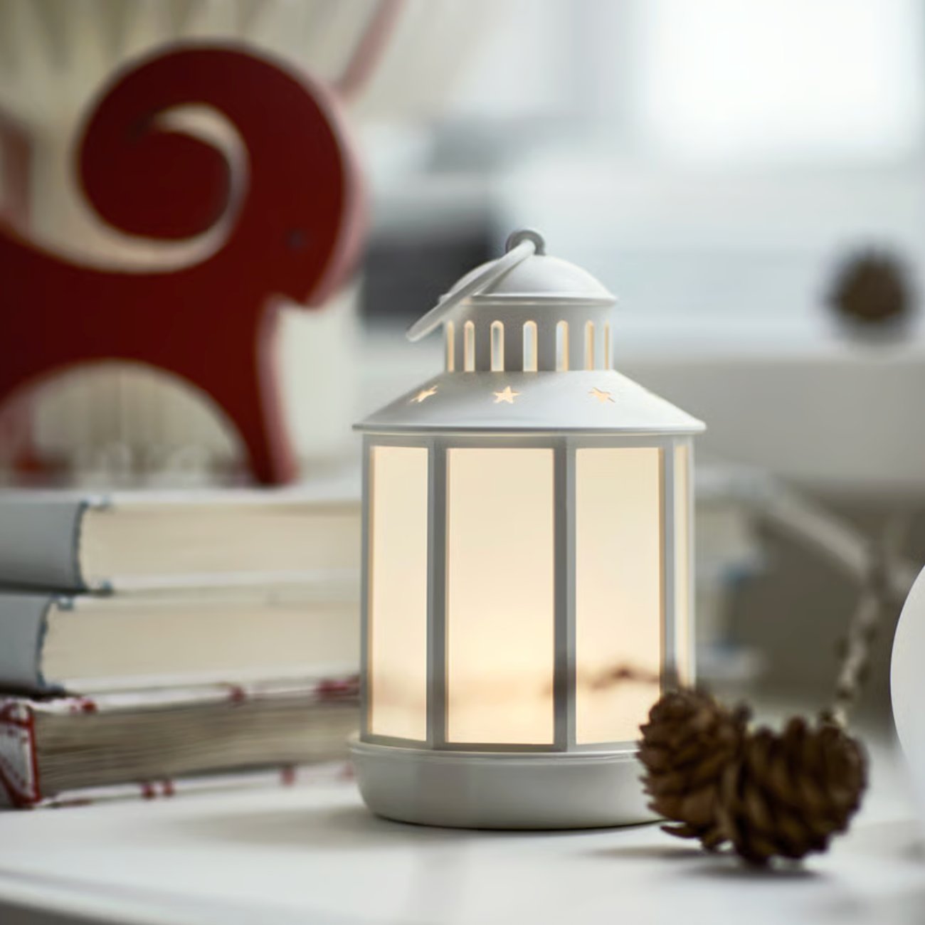 STRÅLA Laterne, LED - batteriebetrieben weiß 13 cm