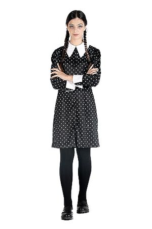 Mrsclaus Halloween Kostüm Damen für Wednesday Addams Kleid mit Kniestrümpfe Family Abendkleider Schw