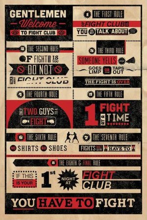 Fight Club - Rules - Regeln - Sport Kampf Fight Poster Plakat Druck - Grösse 61x91,5 cm