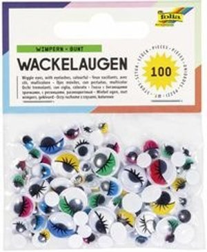 Folia  Wackelaugen mit Wimpern, 6 Größen, 100 Stück, farbig sortiert
