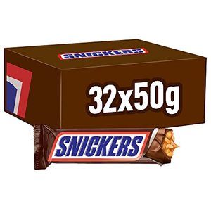 Snickers Schokoriegel | Erdnüsse, Karamell | 32 Riegel in einer Box (32 x 50 g)