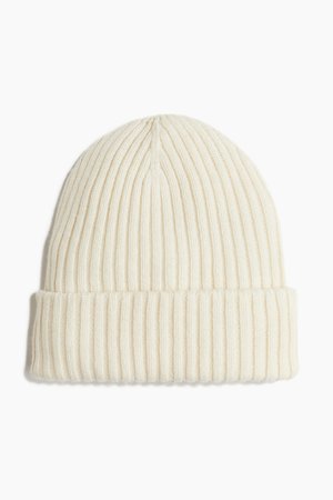 Beanie in Rippstrick - Weiß - Damen