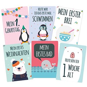 45 Baby Meilenstein-Karten mit hochwertiger Verpackung von Cozy Racoon