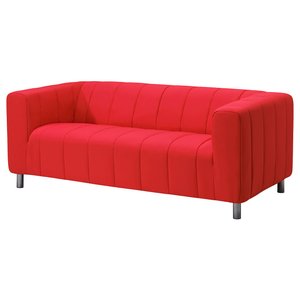 Retro KLIPPAN 2er-Sofa in Rot, Gelb und Blau