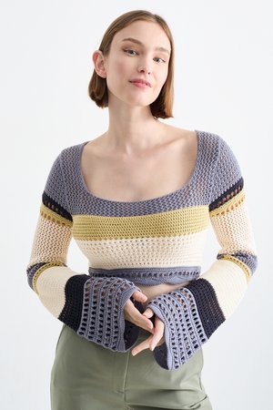 Crop Pullover - gestreift