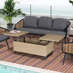 Outsunny – Polyrattan-Beistelltisch