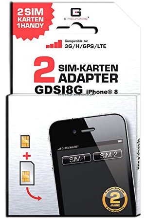 G-TELWARE GDSI8G/CARBONSCHWARZ Dual SIM Adapter kompatibel mit iPhone 8 UMTS/3G/HSDPA/GPS/LTE