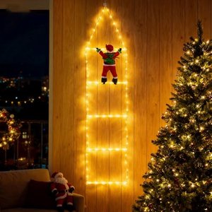 LEDYA 1,25M Leiter Lichterkette mit Weihnachtsmann, 98 LED
