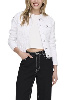 ONLY Damen Jeansjacke ONLWonder Life Übergangsjacke mit Knopfleiste 15243147 White S