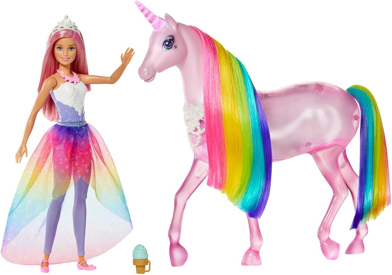 Barbie GWM78 - Dreamtopia Zauberlicht Einhorn mit Berührungsfunktion, Licht und Sound