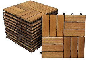 SAM Holzfliesen, Akazienholz massiv + geölt, 11 Fliesen für 1m²