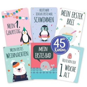 45 Baby Meilenstein-Karten mit hochwertiger Verpackung von Cozy Racoon