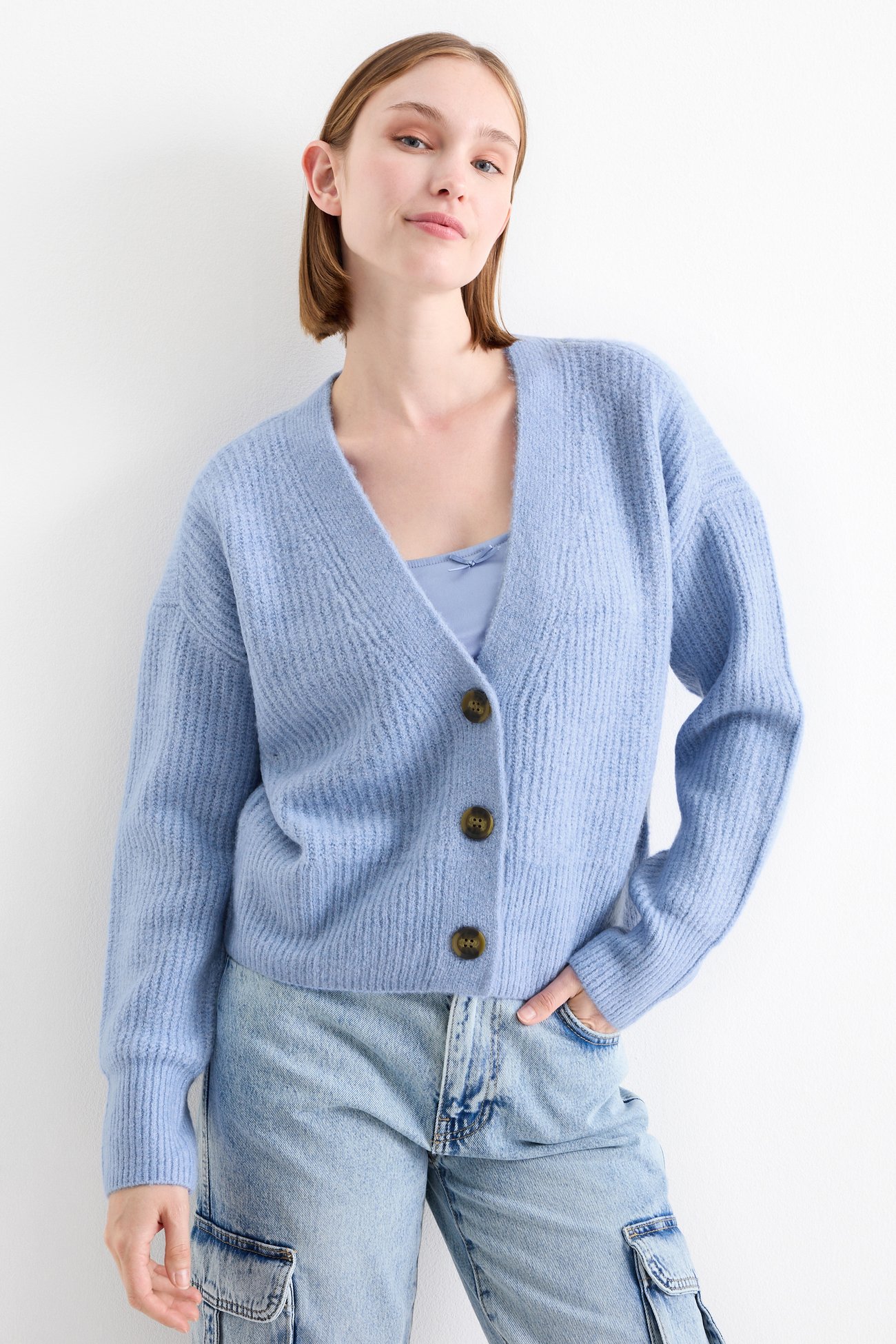 Hellblauer Strick-Cardigan