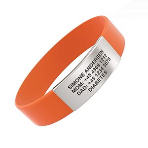Djuva Rush Personalisierte Silikon Notfallarmband (17cm), Orange