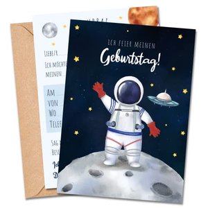 10 Einladungskarten Weltraum-Party