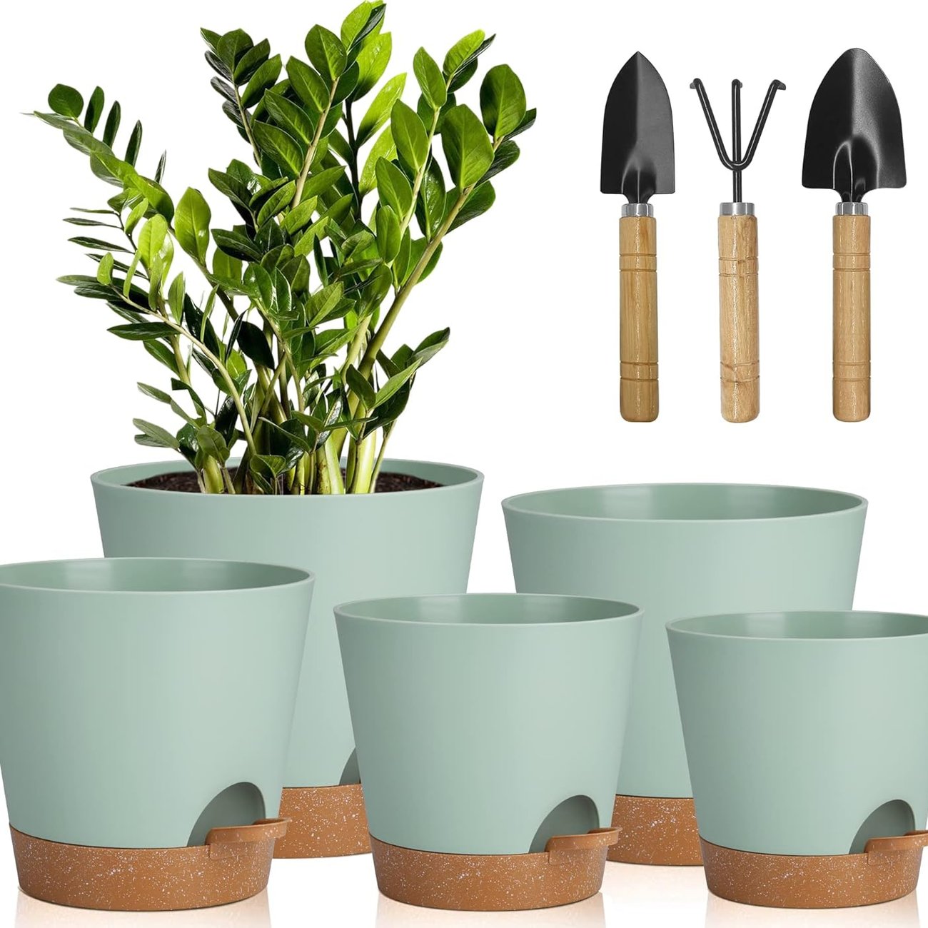 Blumentopf-5er-Set mit Bewässerungssystem