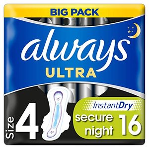 Always Ultra Binden Damen Gr. 4 (16 Damenbinden mit Flügeln) Secure Night