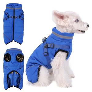 Poseca Hundejacke Hundemantel mit Geschirr Hunde Winterweste Gefüttert Wasserdicht Gepolsterte Weste