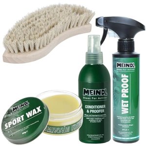 Meindl Leder MegaPack Sportwax + Imprägnierer + Conditioner + Pflegebürste