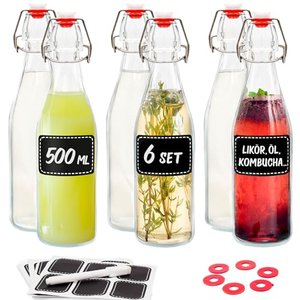 6 Glasflaschen mit Bügelverschluss 500ml 