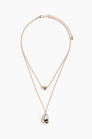 Zweireihige Halskette mit Anhängern - Gold - Damen