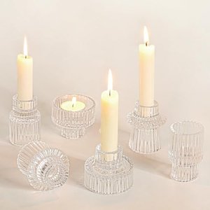 Cnwinu 6er Set Glas Kerzenhalter