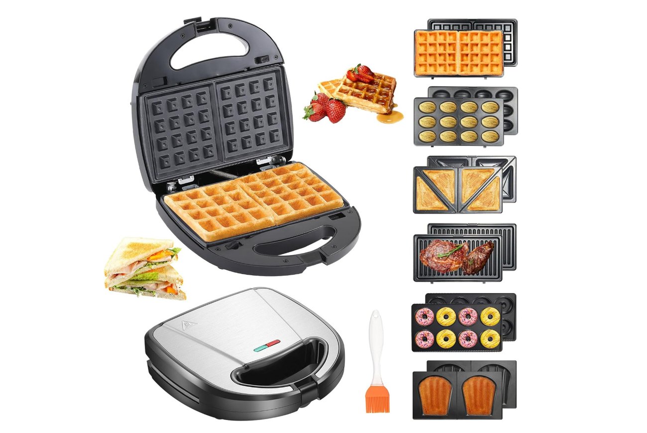 OKYUK 750W Sandwichmaker mit 6 wechselbaren Platten