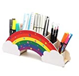 EXERZ Regenbogen Schreibtisch-Organizer, Stiftköcher mit Sternaufklebern.