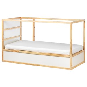 KURA Bett umbaufähig - weiß/Kiefer 90x200 cm