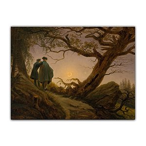 Poster: Zwei Männer in Betrachtung des Mondes