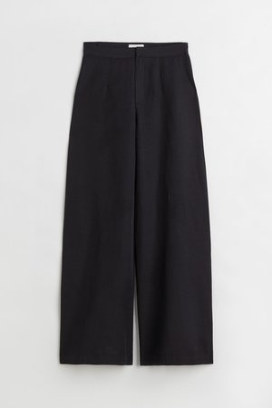 Tailored linen-blend trousers - Schwarz - Damen